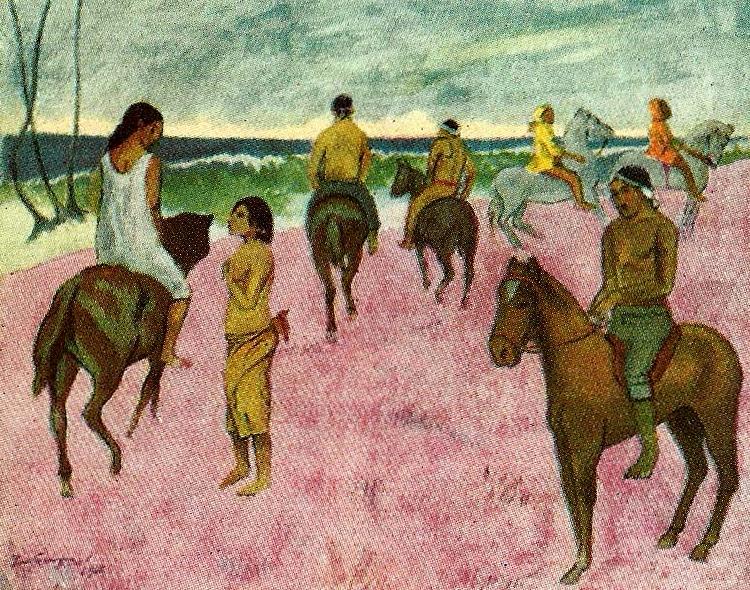 Paul Gauguin ryttare pa stranden china oil painting image